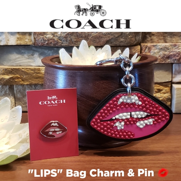 Coach Accessories - NEW Coach "Lips" Key Ring & Pin w/ boxes